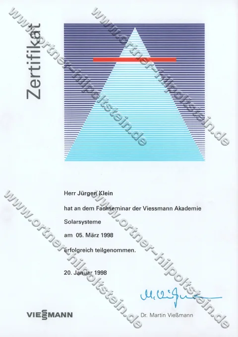 Urkunden-Scan: Fachseminar Solarsysteme (1998)