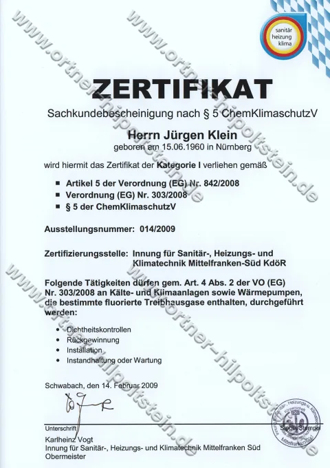 Urkunden-Scan: ChemKlimaschutzV (2009)