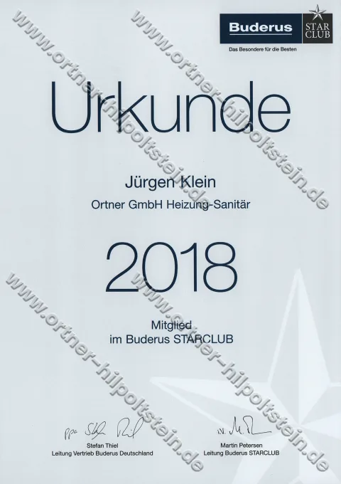 Urkunden-Scan: Buderus Starclub (2018)
